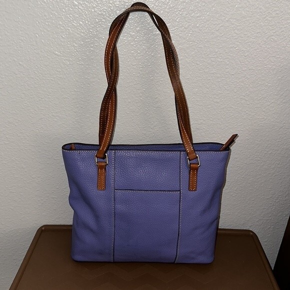 Dooney & Bourke Lexington Blue Pebbled Leather Tote Shoulder Bag - Picture 8 of 16